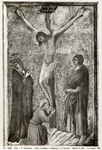 Alinari, Fratelli — Siena - R. Pinacoteca. Cristo crocefisso, la Madonna e S. Giovanni (Ugolino di Neri) — insieme